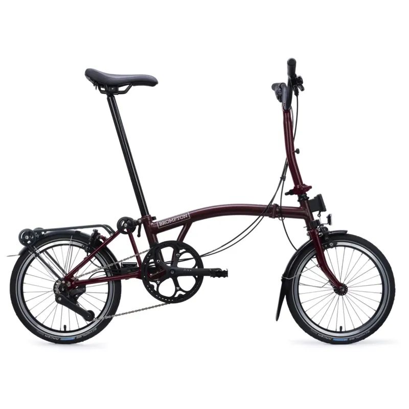 Brompton C-Line 12 speed in Plum Red with SuperRoll+ Rack-1