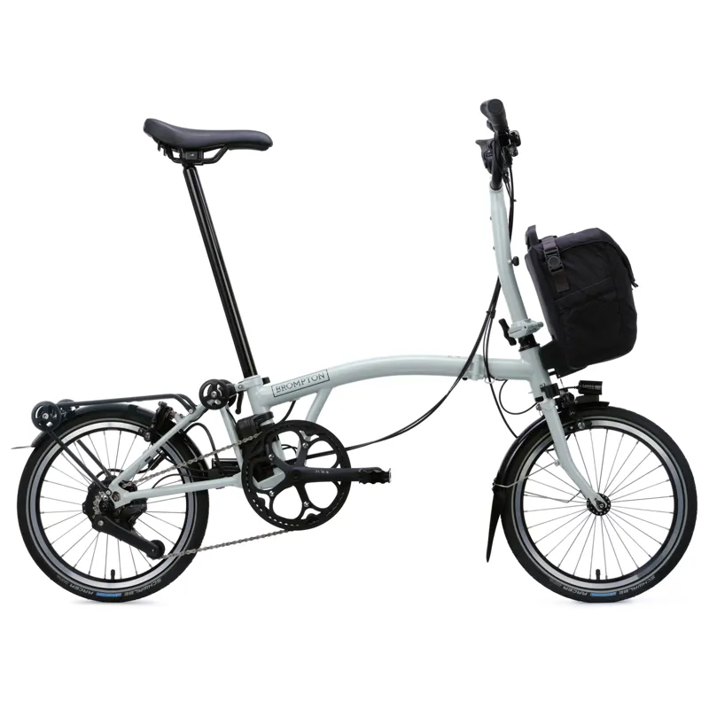 Brompton Electric C-Line 4-speed with SuperRoll+ in Lunar Ice Metallic-1