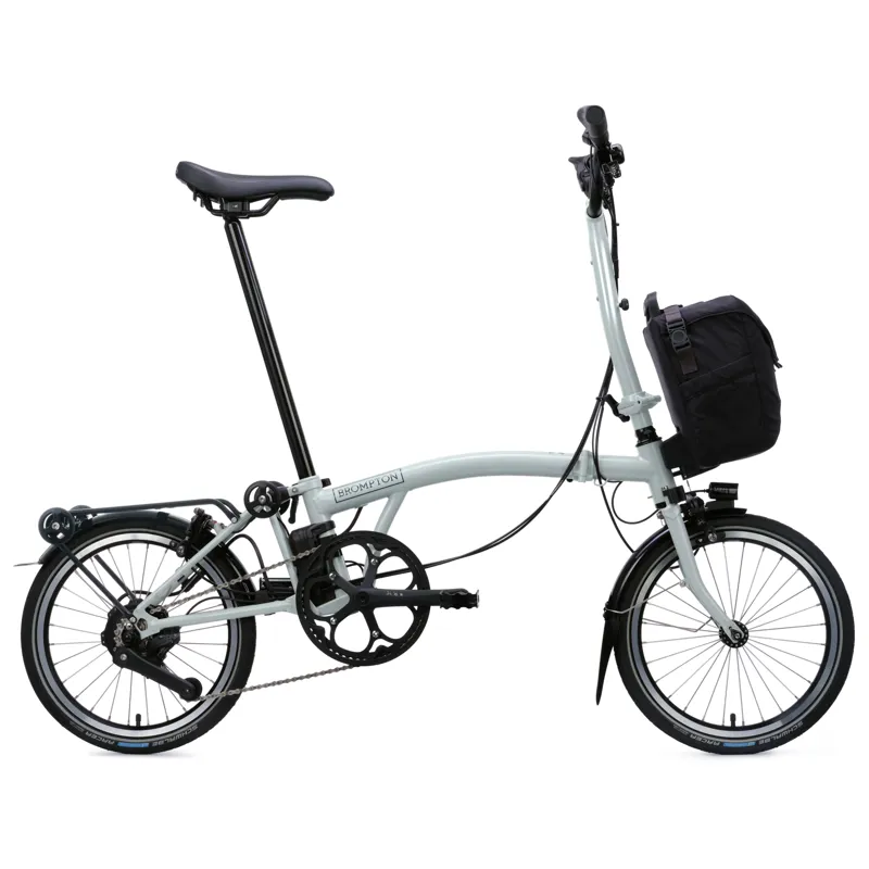 Brompton Electric C-Line 4-speed with SuperRoll+ in Lunar Ice Metallic