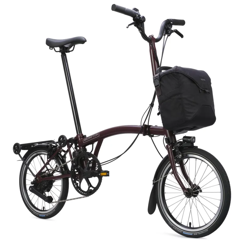 Brompton Electric C-Line 4-speed with SuperRoll+ in Plum Red-2