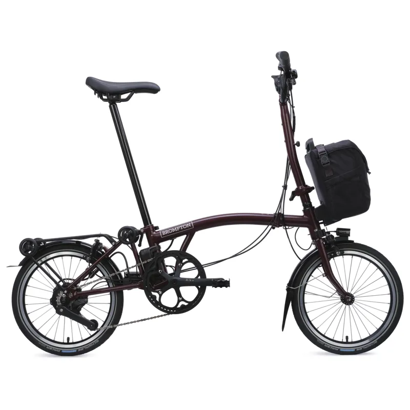 Brompton Electric C-Line 4-speed with SuperRoll+ in Plum Red