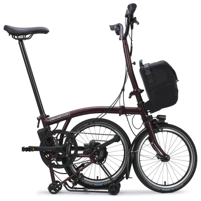 Brompton Electric C-Line 4-speed with SuperRoll+ in Plum Red-4