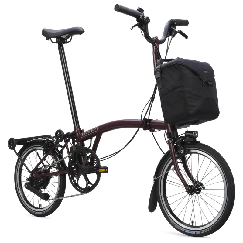 Brompton Electric C-Line 4-speed with SuperRoll+ in Plum Red-3