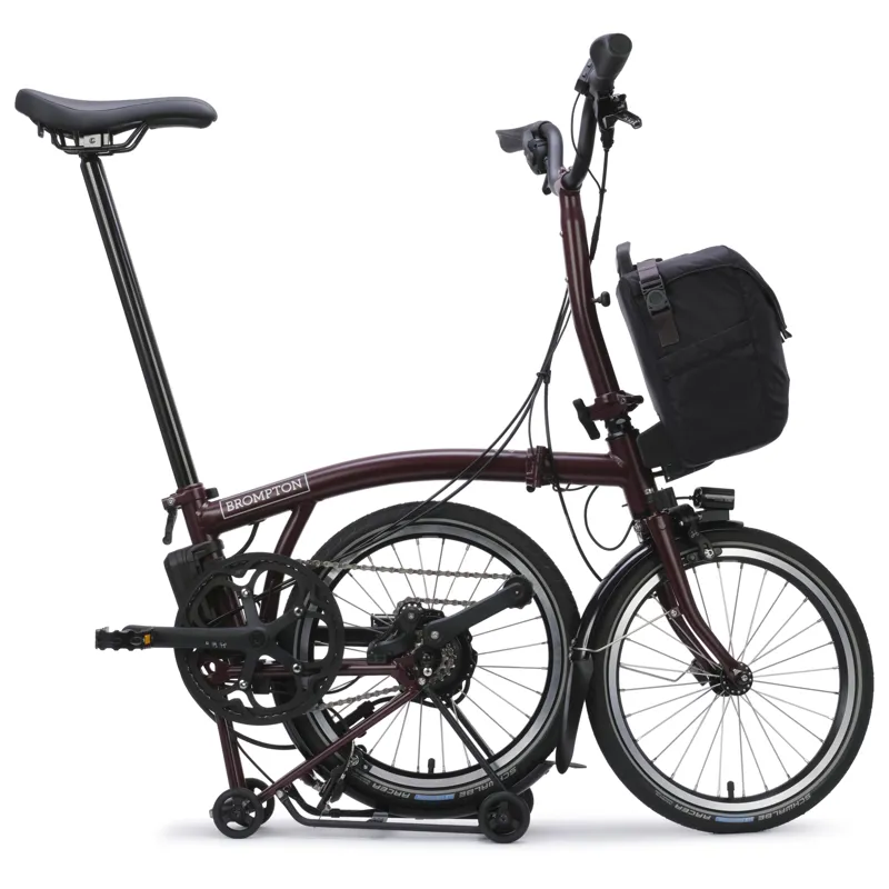 Brompton Electric C-Line 4-speed with SuperRoll+ in Plum Red-5