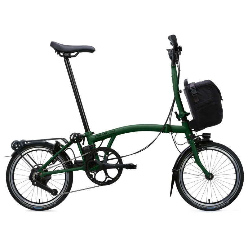 Brompton Electric C-Line 4-speed with SuperRoll+ in Racing Green-1