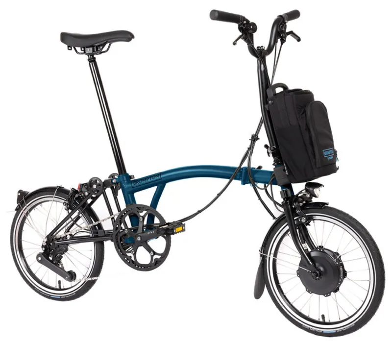 Brompton Electric C-Line 4 Speed Mid Bar M4L in Ocean Blue