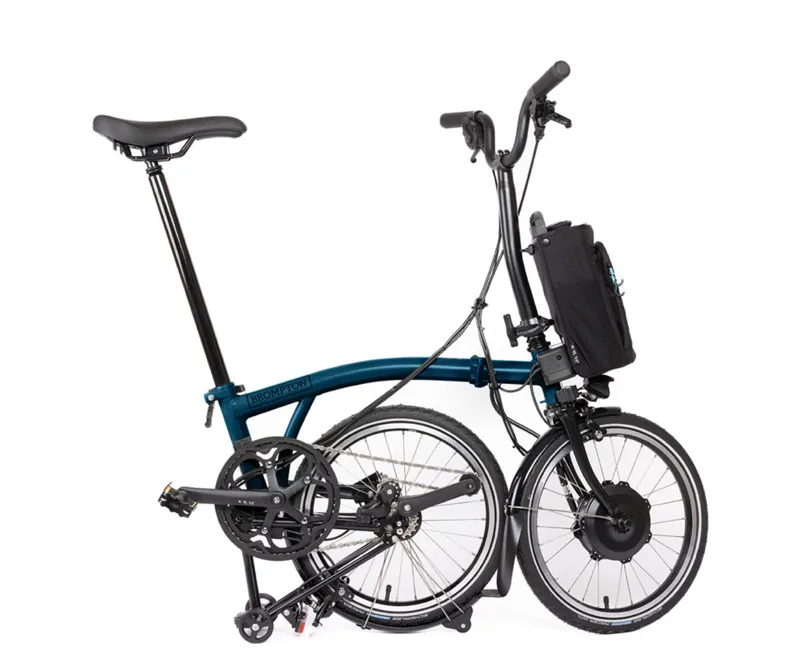 Brompton Electric C-Line 4 Speed Mid Bar M4L in Ocean Blue-2
