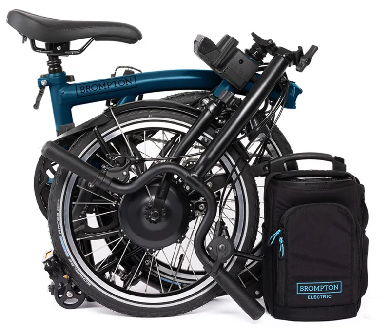 Brompton Electric C-Line 4 Speed Mid Bar M4L in Ocean Blue-3