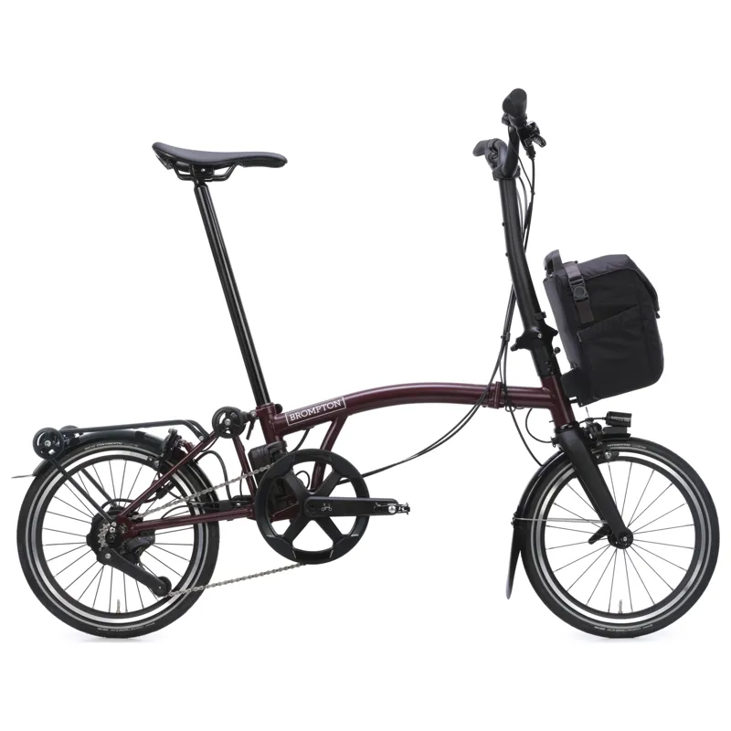 Brompton Electric P-Line 4-speed with SuperRoll+ in Plum Red
