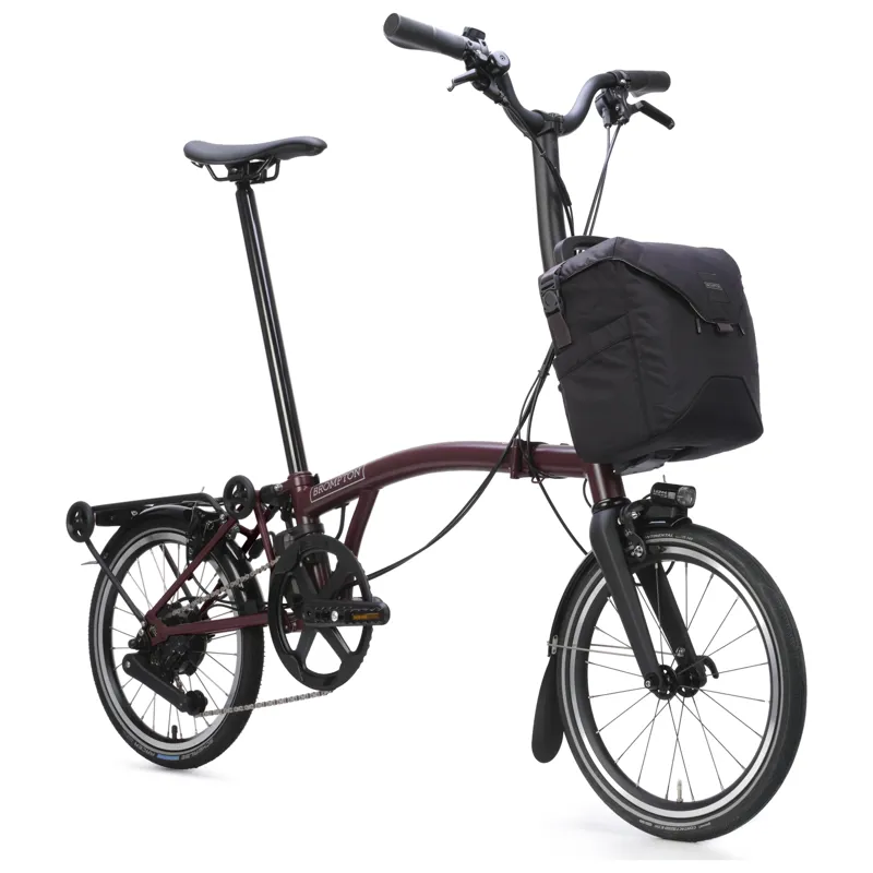 Brompton Electric P-Line 4-speed with SuperRoll+ in Plum Red-2