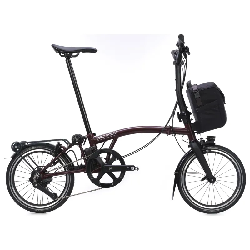 Brompton Electric P-Line 4-speed with SuperRoll+ in Plum Red-1