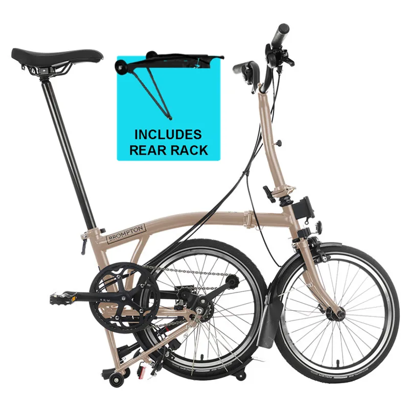 Brompton C-Line 12 speed in Dune Sand with Rear Rack-2