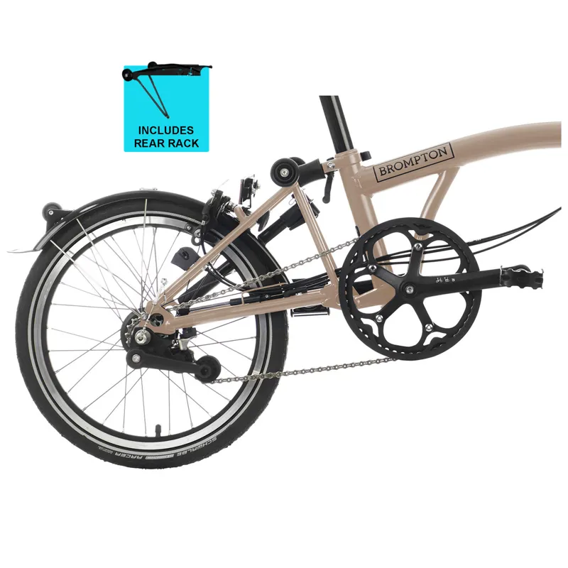 Brompton C-Line 12 speed in Dune Sand with Rear Rack-5