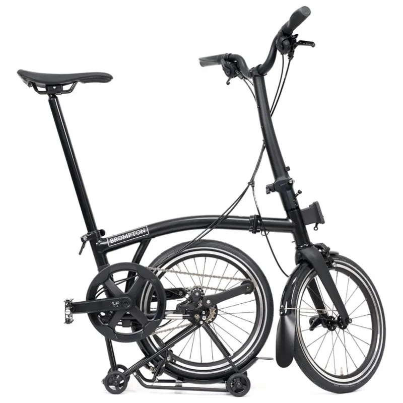 Brompton P-Line 12-speed folding bike with SuperRoll+ in Matt Black-6