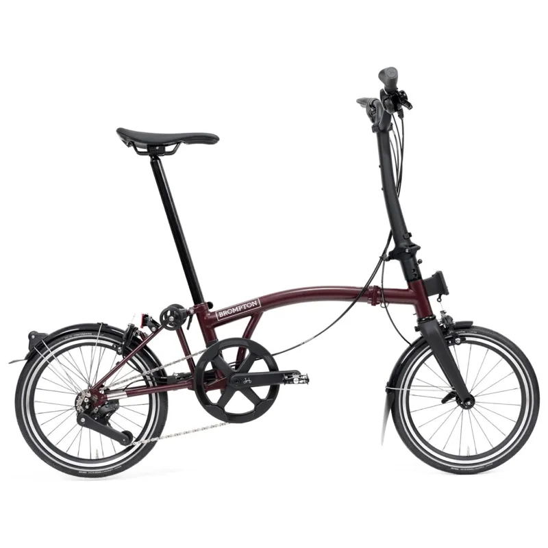 Brompton P-Line 4-speed folding bike in Plum Red