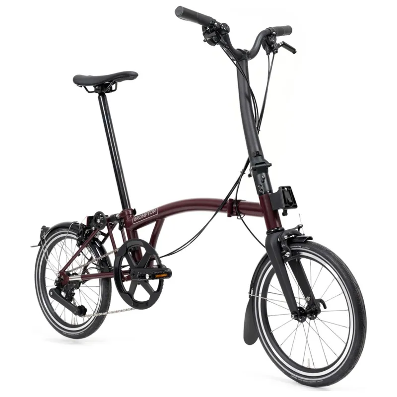 Brompton P-Line 4-speed folding bike in Plum Red-3