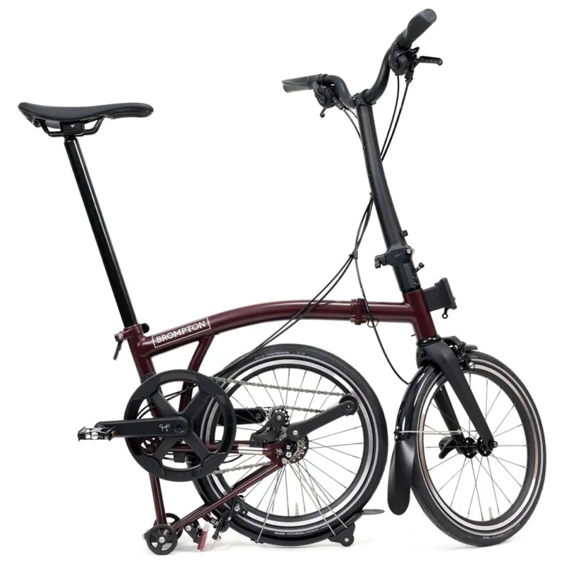 Brompton P-Line 4-speed folding bike in Plum Red-6