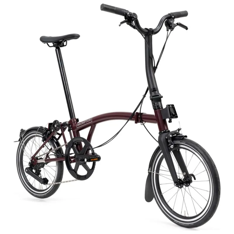Brompton P-Line 4-speed folding bike in Plum Red-4