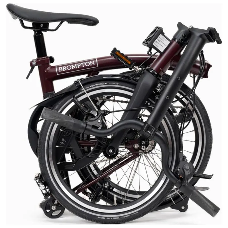 Brompton P-Line 4-speed folding bike in Plum Red-9