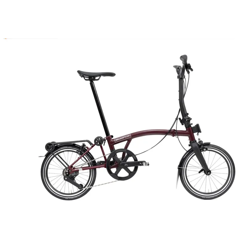 Brompton P-Line 12-speed folding bike with SuperRoll+ in Plum Red-1