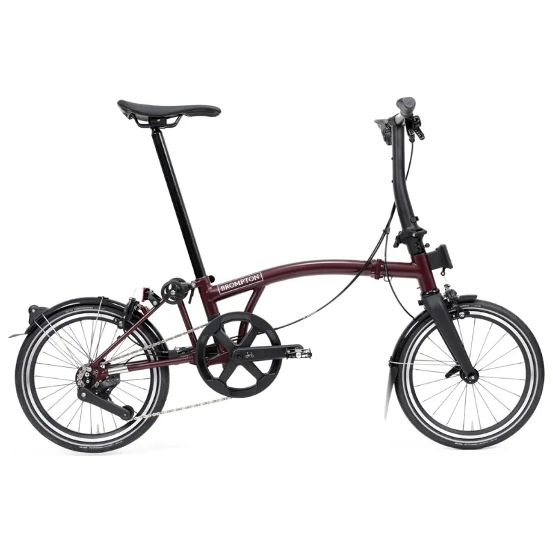 Brompton P-Line 4-speed folding bike in Plum Red-2