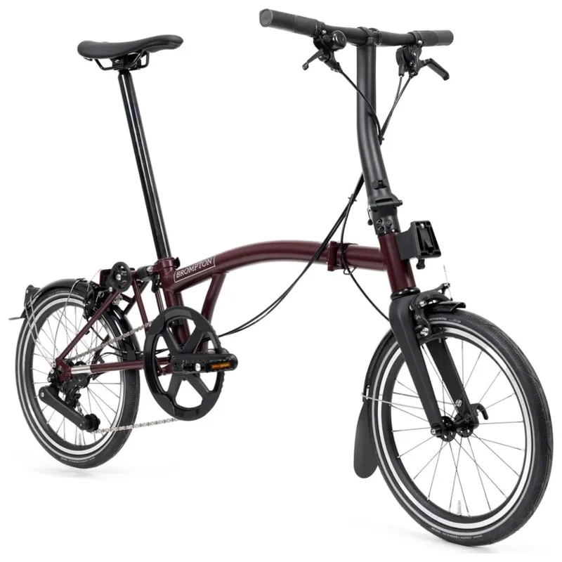 Brompton P-Line 4-speed folding bike in Plum Red-5
