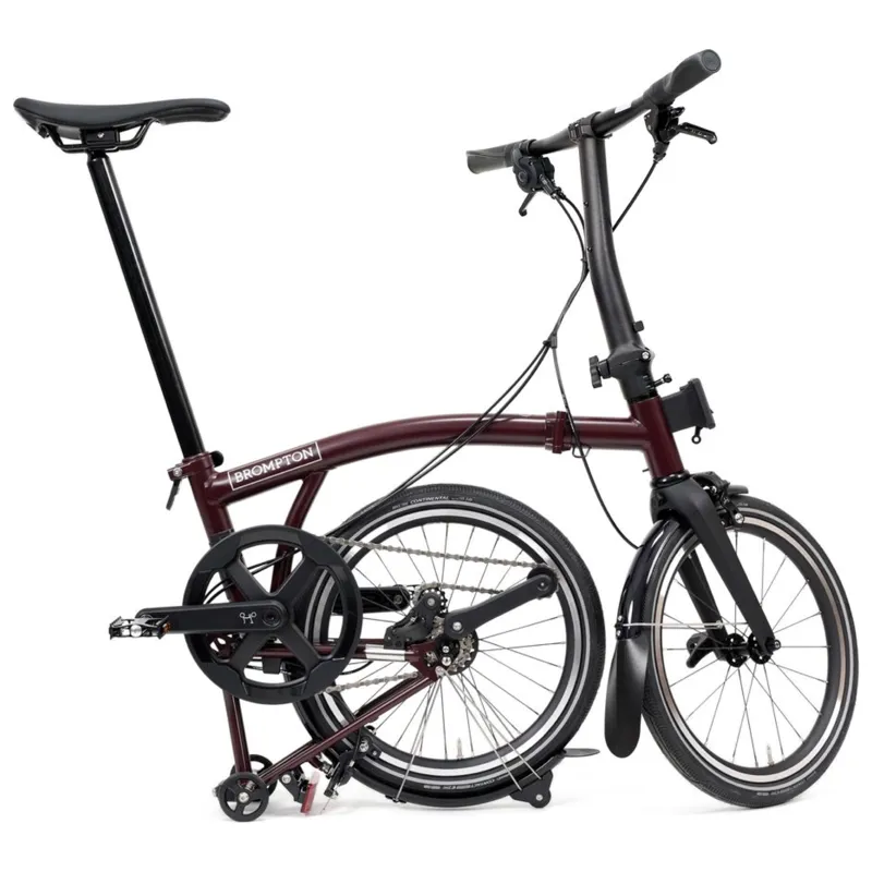 Brompton P-Line 4-speed folding bike in Plum Red-8