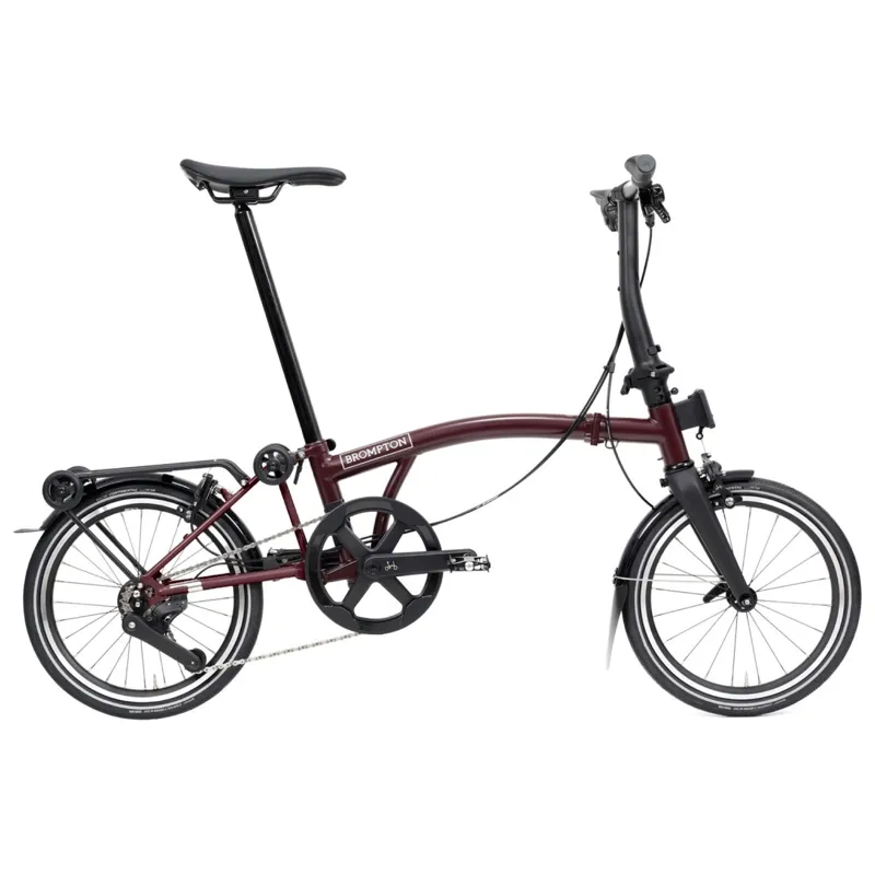 Brompton P-Line 4-speed folding bike with SuperRoll+ in Plum Red-1