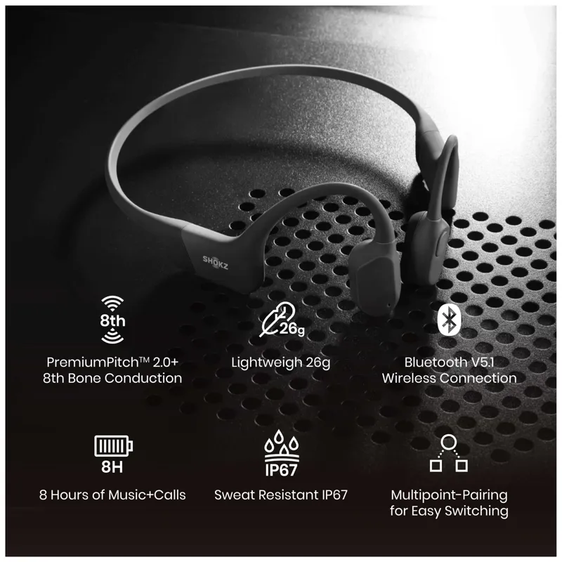 Shokz OpenRun Bone Conduction Headphones in Black-8