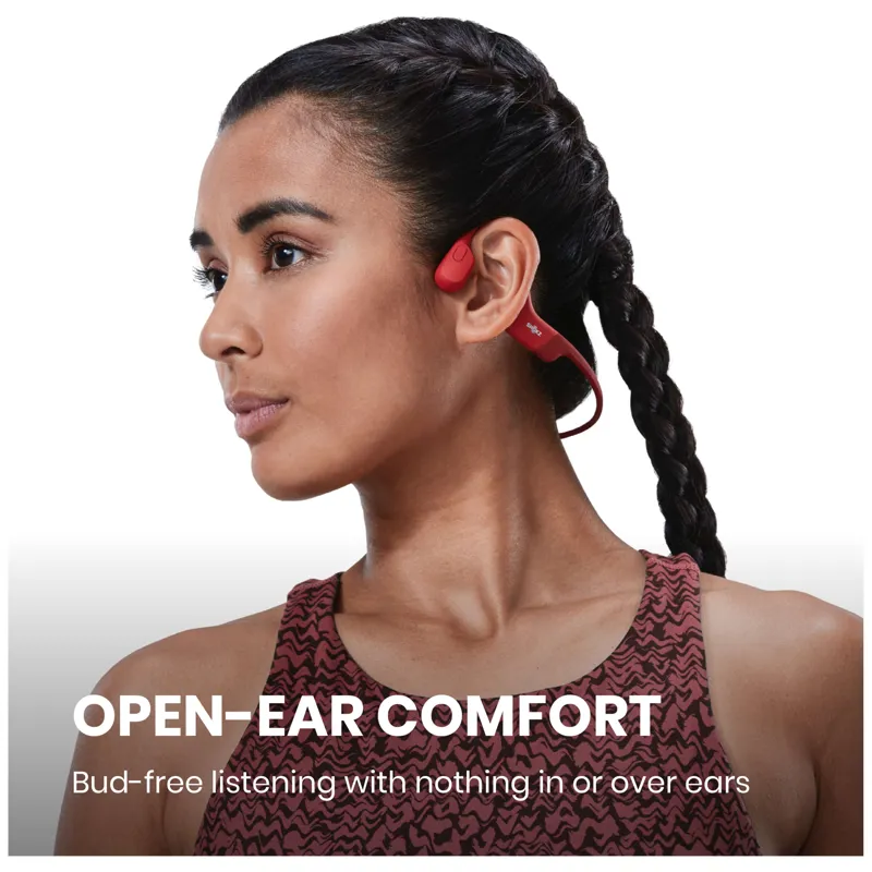 Shokz OpenRun Bone Conduction Headphones in Red-2