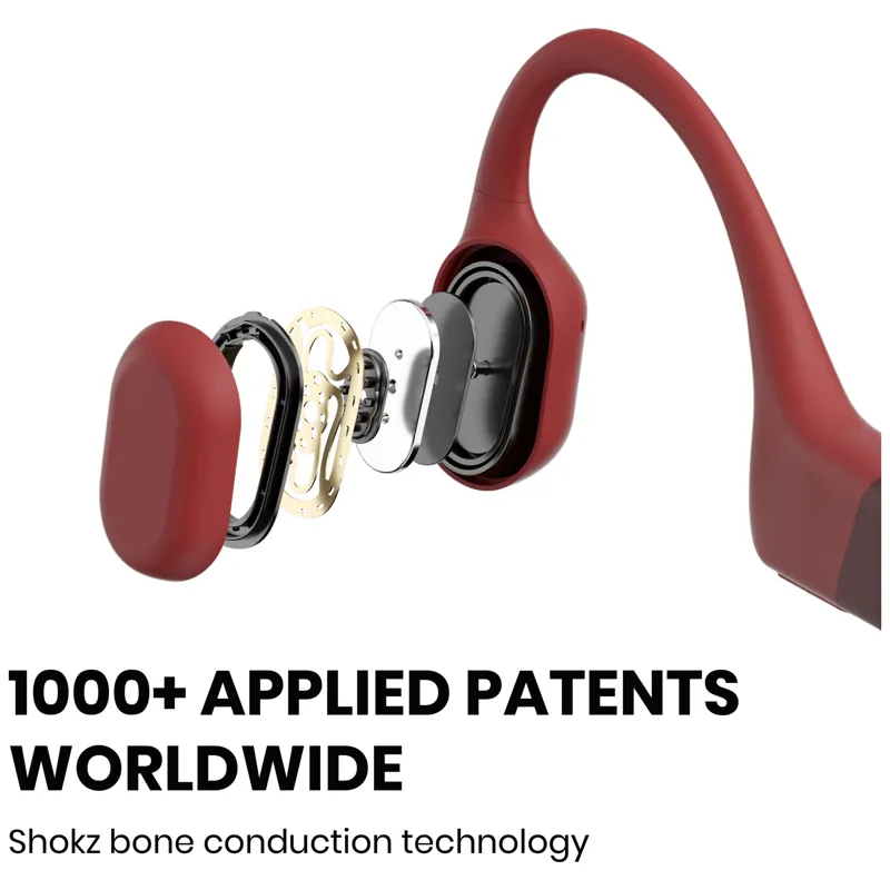 Shokz OpenRun Bone Conduction Headphones in Red-6