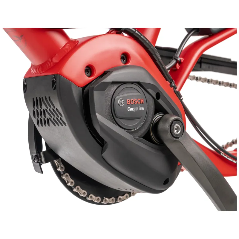 Tern Quick Haul Long D9 Electric Family Cargo Bike in Traffic Red-7