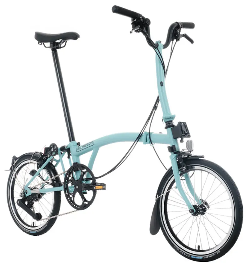 Brompton C-Line 12-speed folding bike in Turkish Green with LED Lights-1