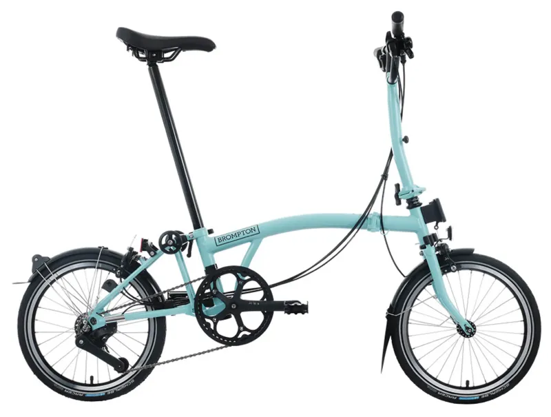 Brompton C-Line 12-speed folding bike in Turkish Green with LED Lights