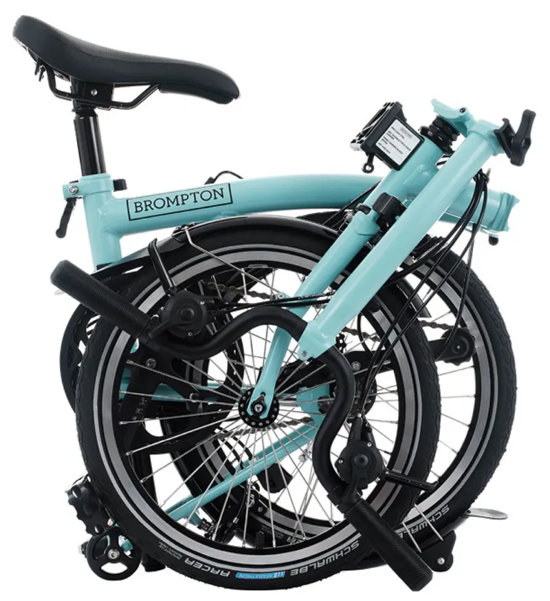 Brompton C-Line 12-speed folding bike in Turkish Green with LED Lights-3